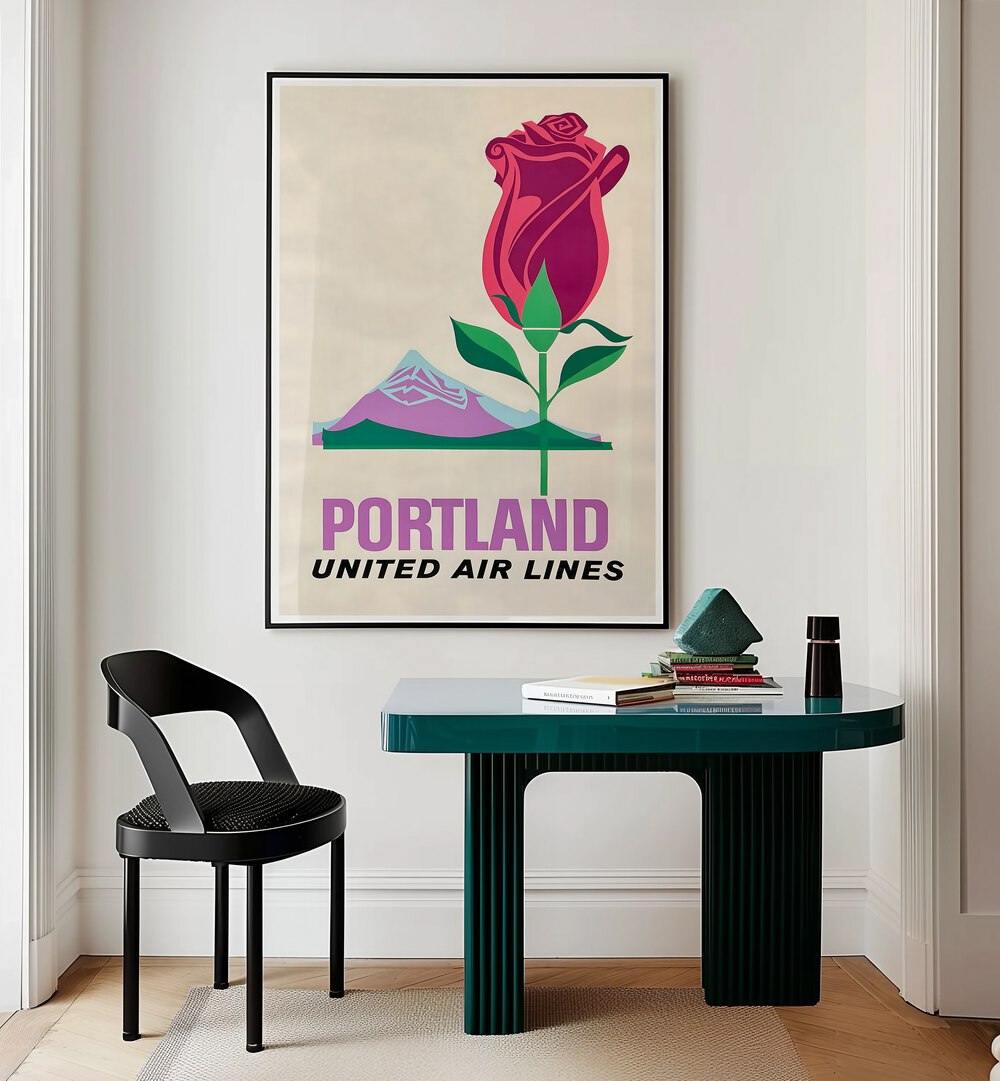 Decorate your space with PORTLAND UNITED AIR LINES, VINTAGE TRAVEL POSTERS showcasing iconic destinations and artistry.