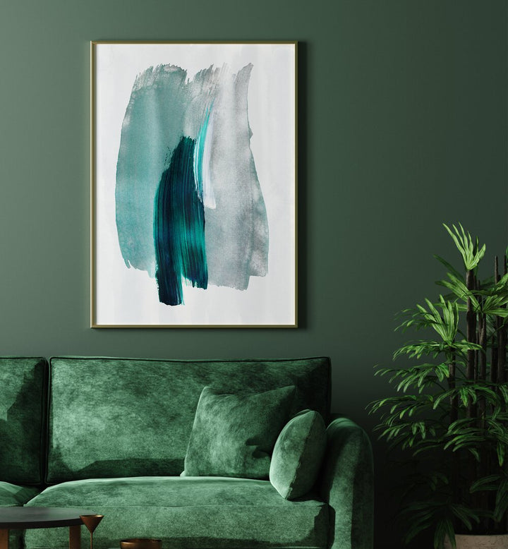 TEAL GREEN HORIZON BY MAREIKE BOHMER ABSTRACT ART, ABSTRACT PAINTING