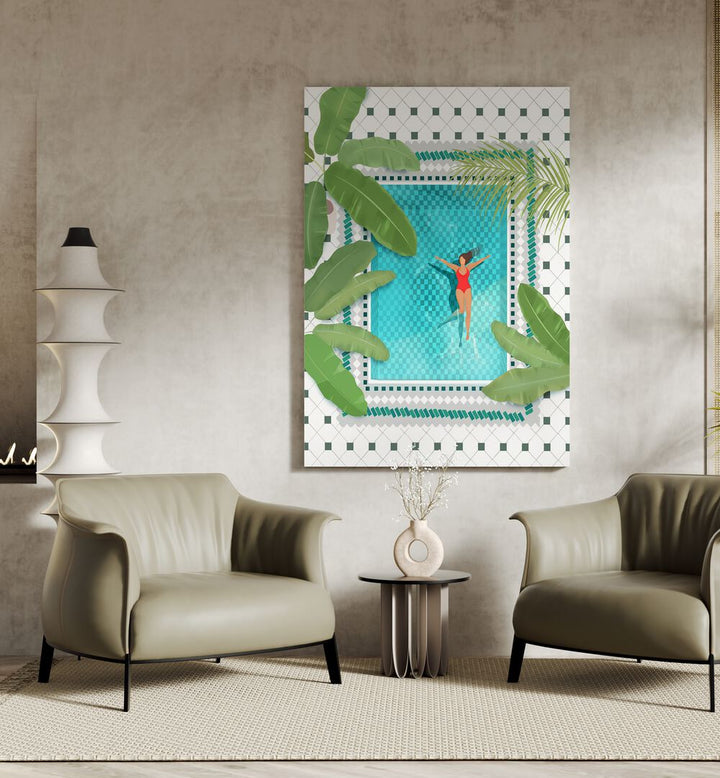 riad pool by petra lidze wall art prints Artwork III placed on a wall