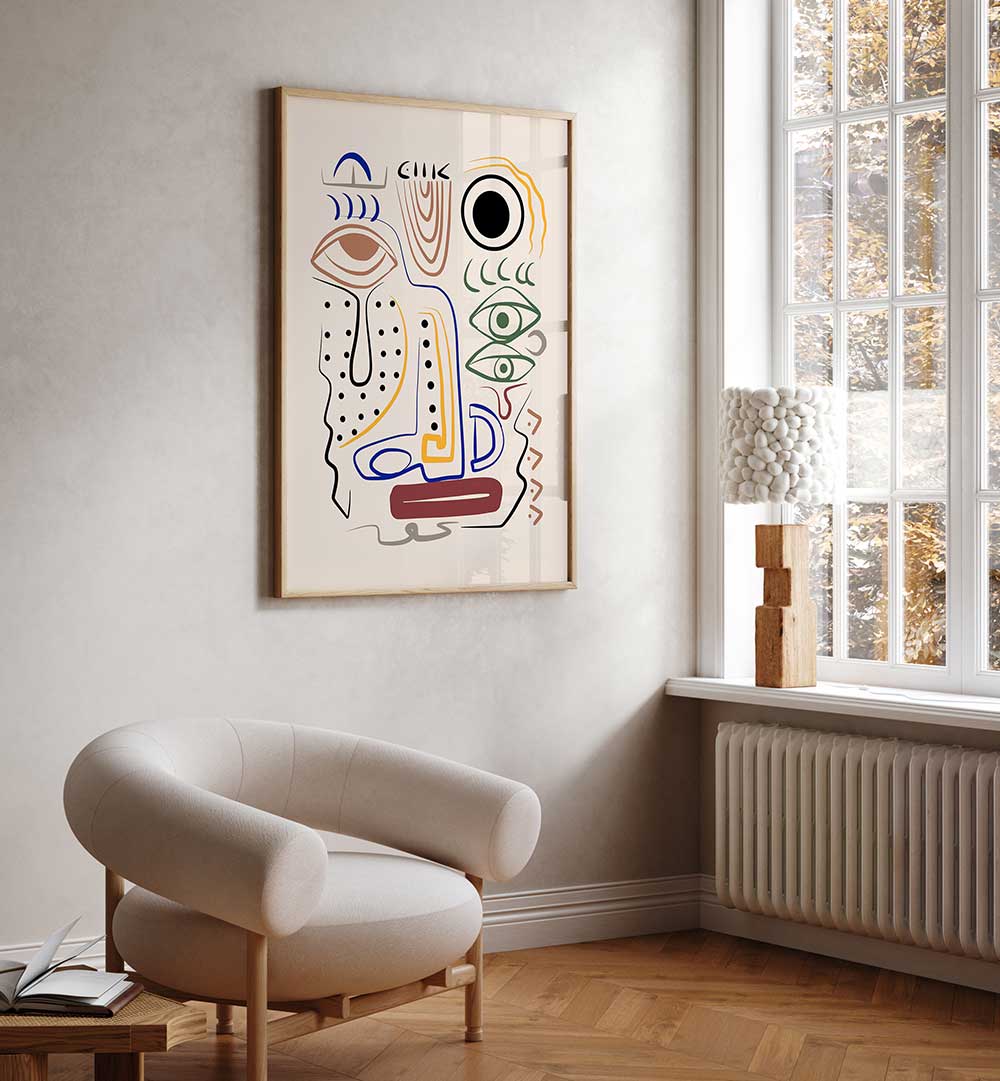 ABORIGINAL PORTRAIT , LINE ART PAINTINGS