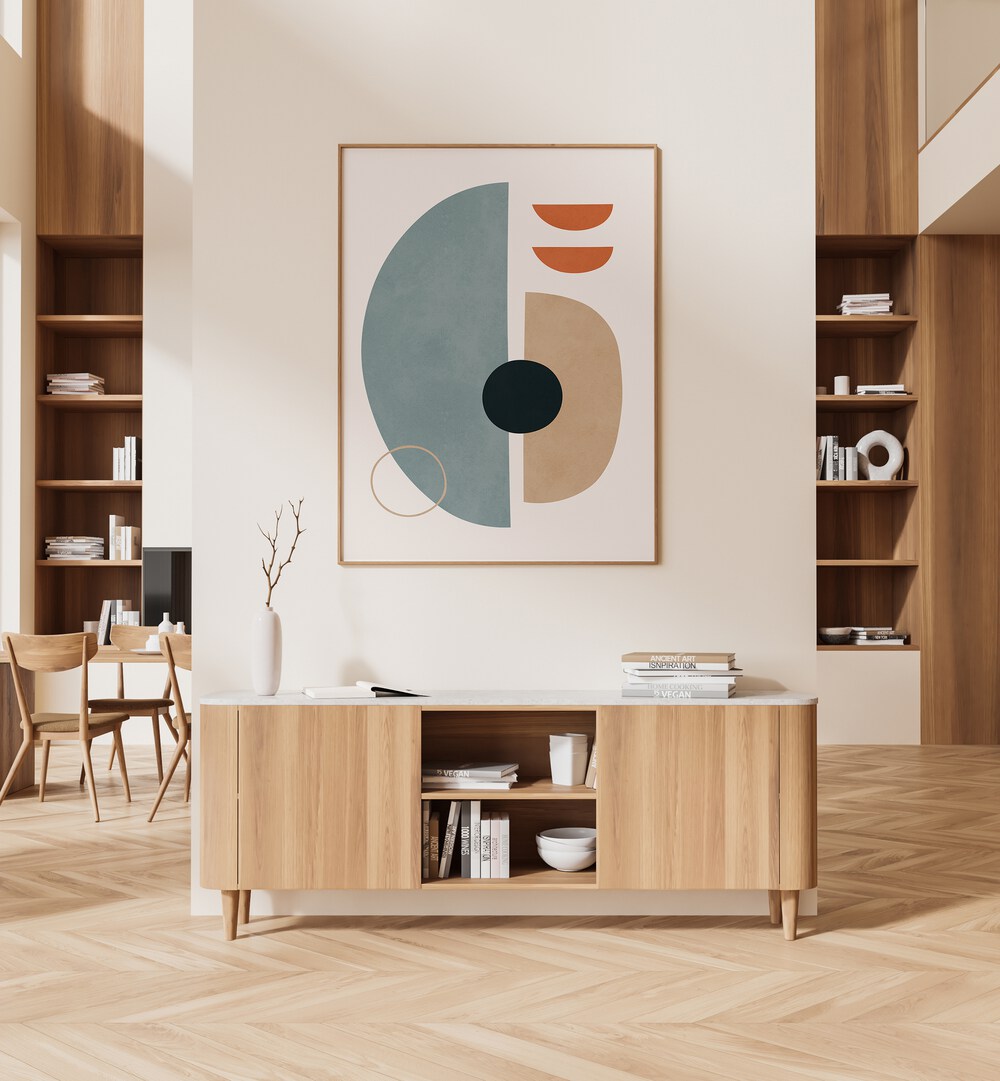 Stylish SEMICIRCLES VII, BOHO ART PAINTINGS on display, perfect for enhancing modern home decor and creative projects.