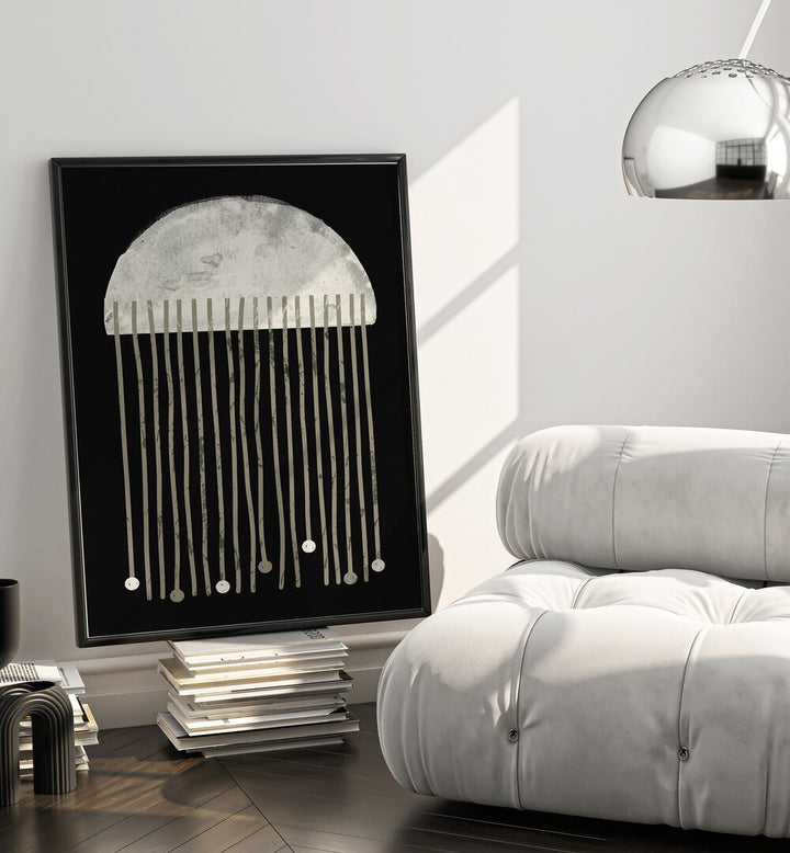 Stylish geometric art print, "MIDNIGHT WHISPERS ABSTRACTION," enhancing modern living spaces with elegance.