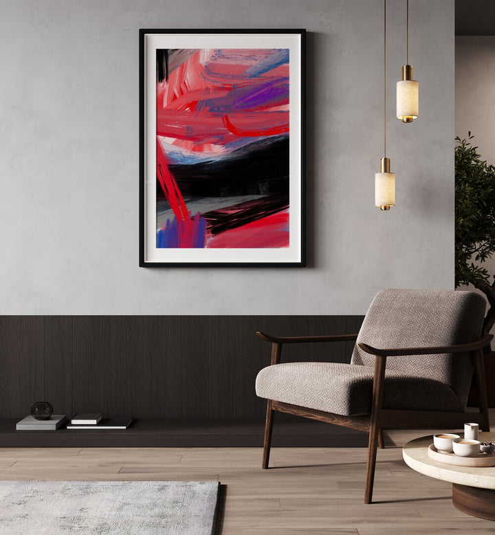 Bold red and black abstraction art piece enhances modern spaces, perfect for homes or offices. Explore RED AND BLACK ABSTRACTION, ABSTRACT PAINTINGS.