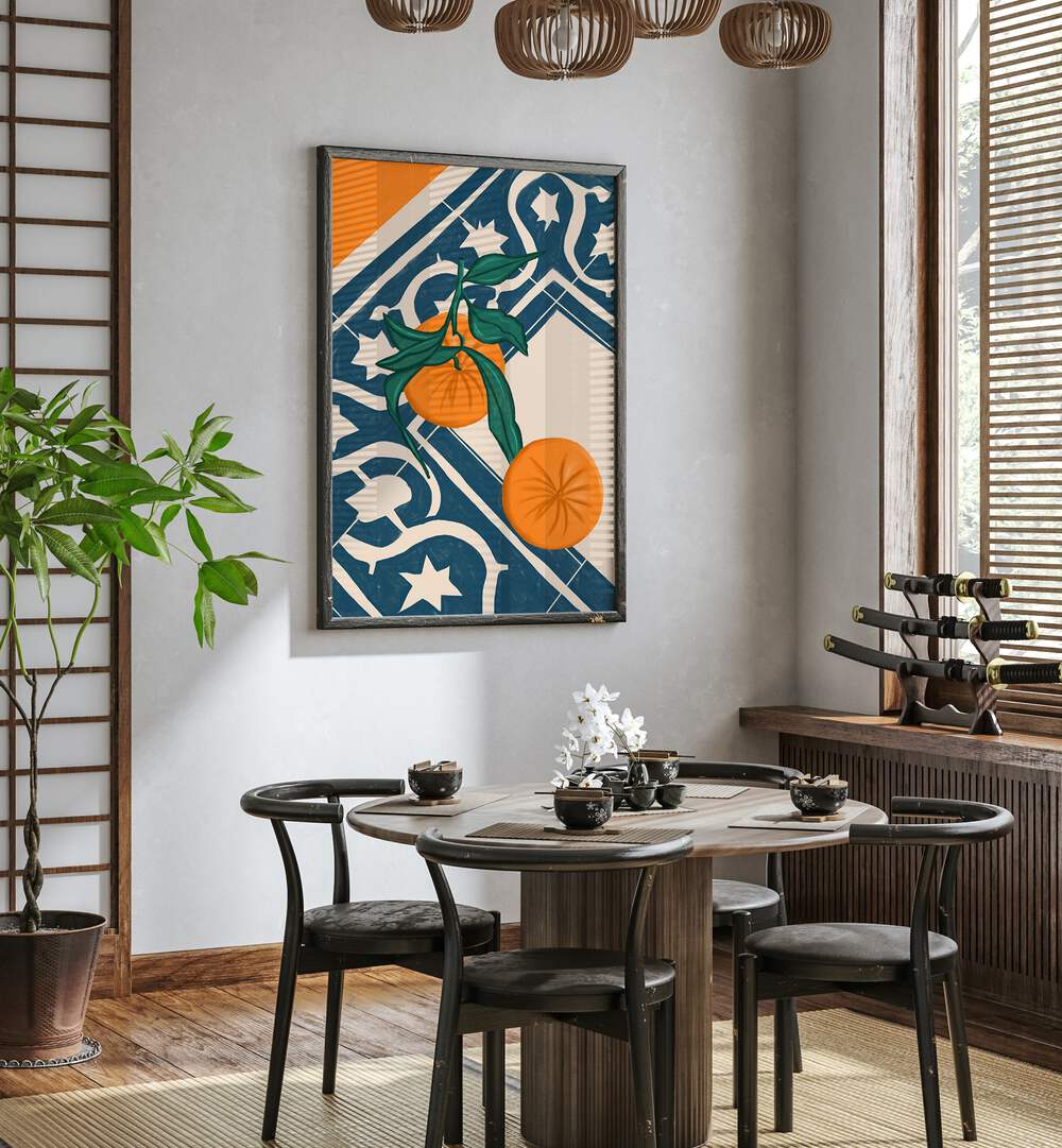 Vibrant SUMMER MANDARINS, KITCHEN POSTERS adding a fresh touch to a stylish kitchen decor. Perfect for fruity enthusiasts!