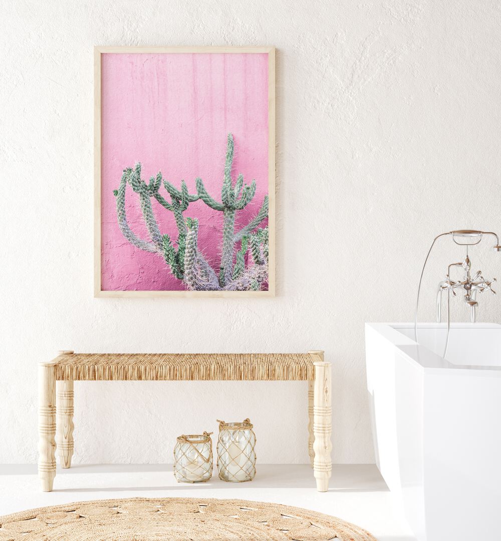 CACTUS ON PINK , FLORAL FLOWER PAINTINGS