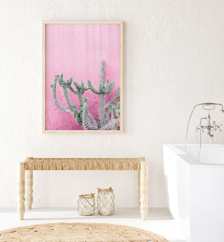 CACTUS ON PINK , FLORAL FLOWER PAINTINGS