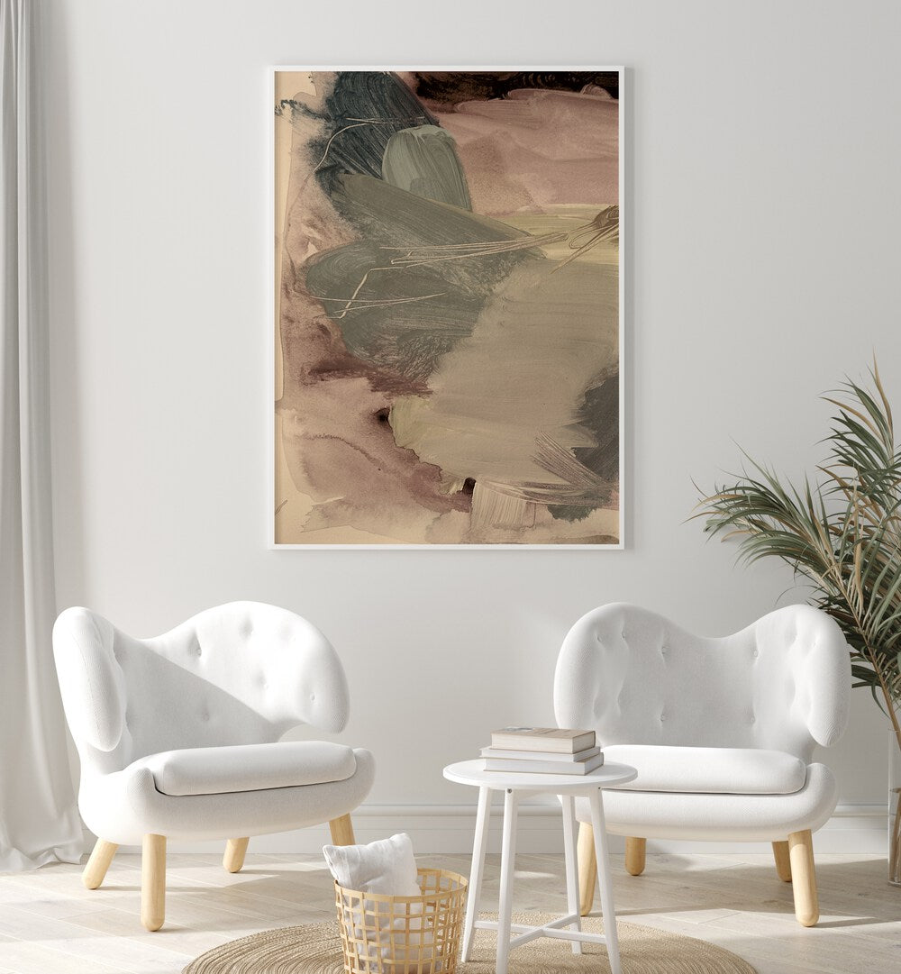 ETHERAL BRUSH STROKES II, ABSTRACT PAINTINGS displayed elegantly in a modern living space, enhancing home decor.