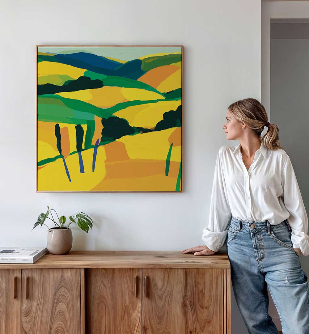 YELLOW GOLDEN HILL , LANDSCAPE PAINTINGS