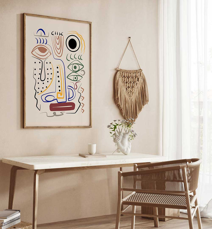 ABORIGINAL PORTRAIT , LINE ART PAINTINGS