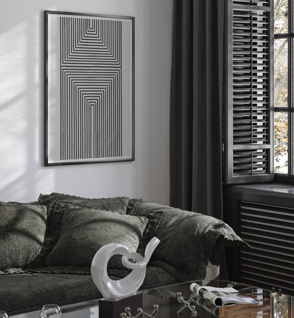 Stylish living room featuring MEXICAN PATTERN, GEOMETRIC ART PRINTS, enhancing the space with bold design.