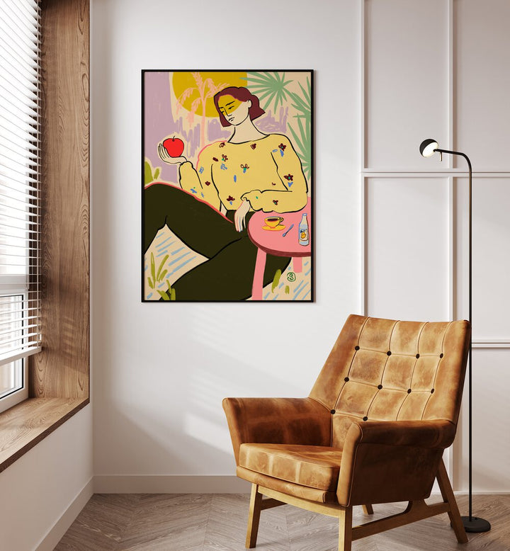 WOMAN WITH APPLE , PORTRAITS & FIGURATIVE ILLUSTRATIONS