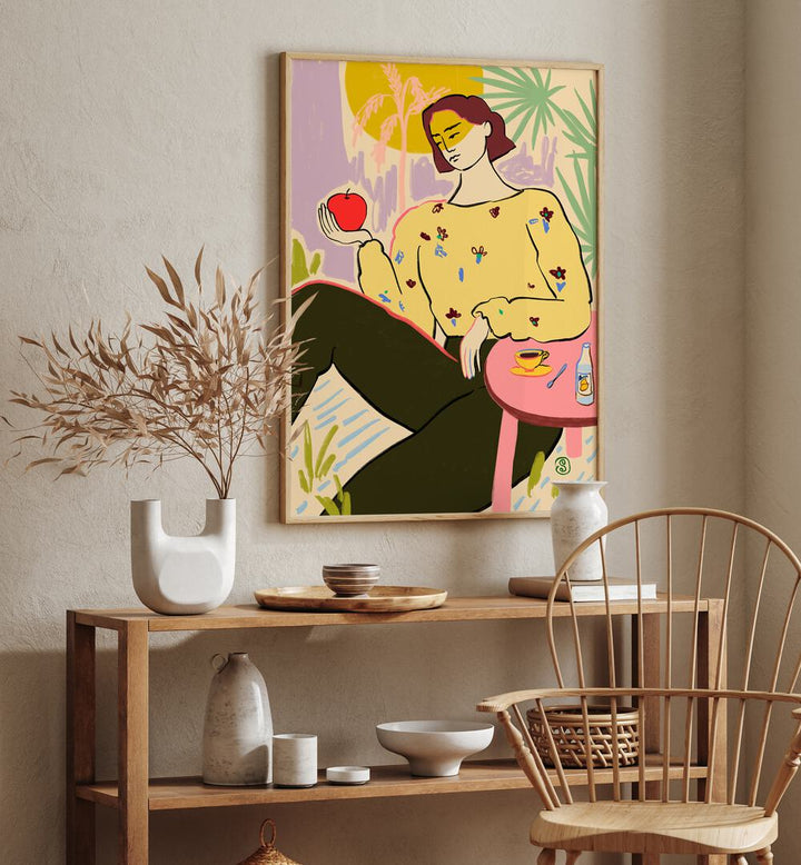 WOMAN WITH APPLE , PORTRAITS & FIGURATIVE ILLUSTRATIONS