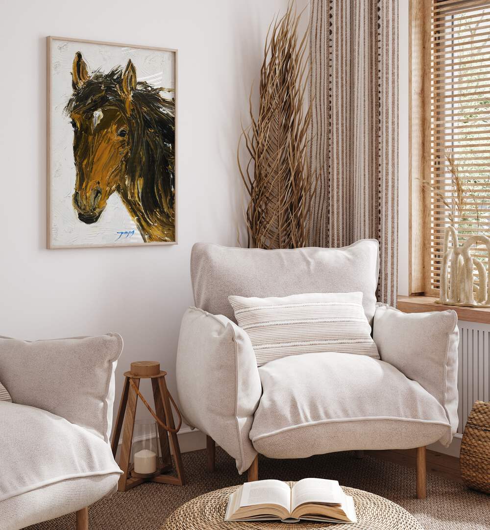 Stunning HORSE, ANIMAL PAINTINGS showcasing a beautiful horse portrait, perfect for any art lover's space.