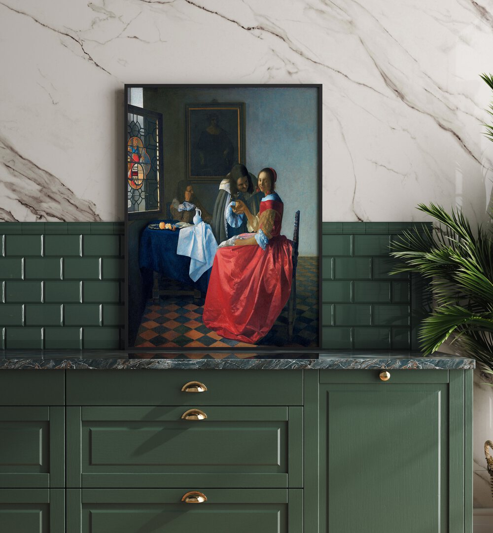 THE GIRL WITH GLASS  , VINTAGE PAINTINGS