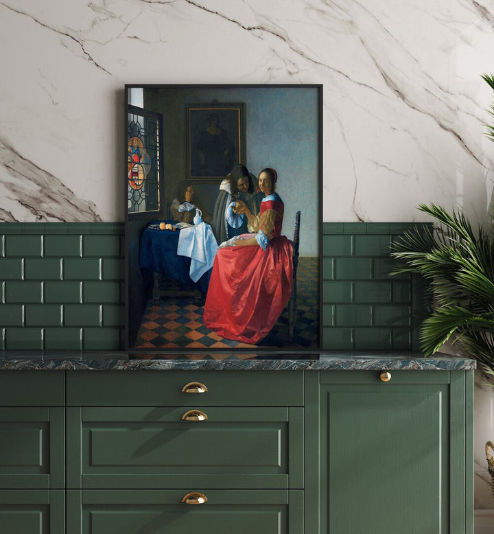 THE GIRL WITH GLASS  , VINTAGE PAINTINGS