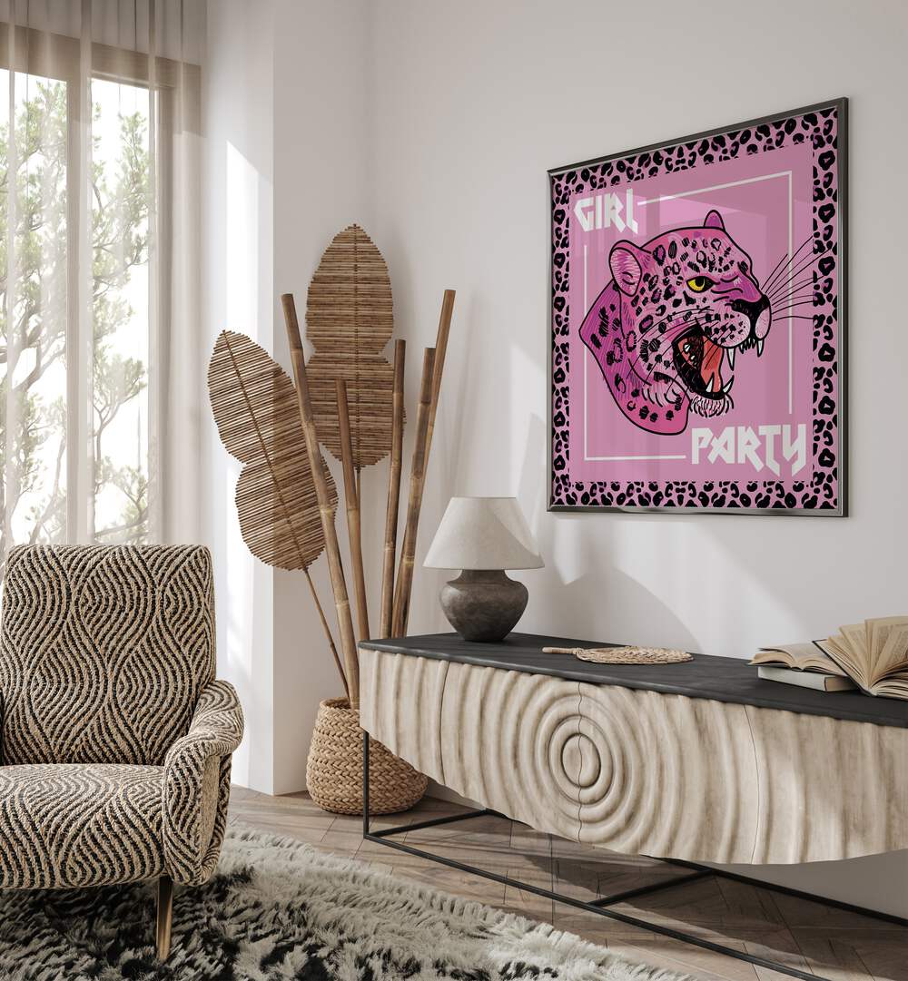 LEOPARD GIRL PARTY  , WILDLIFE POSTERS , WILDLIFE PAINTINGS