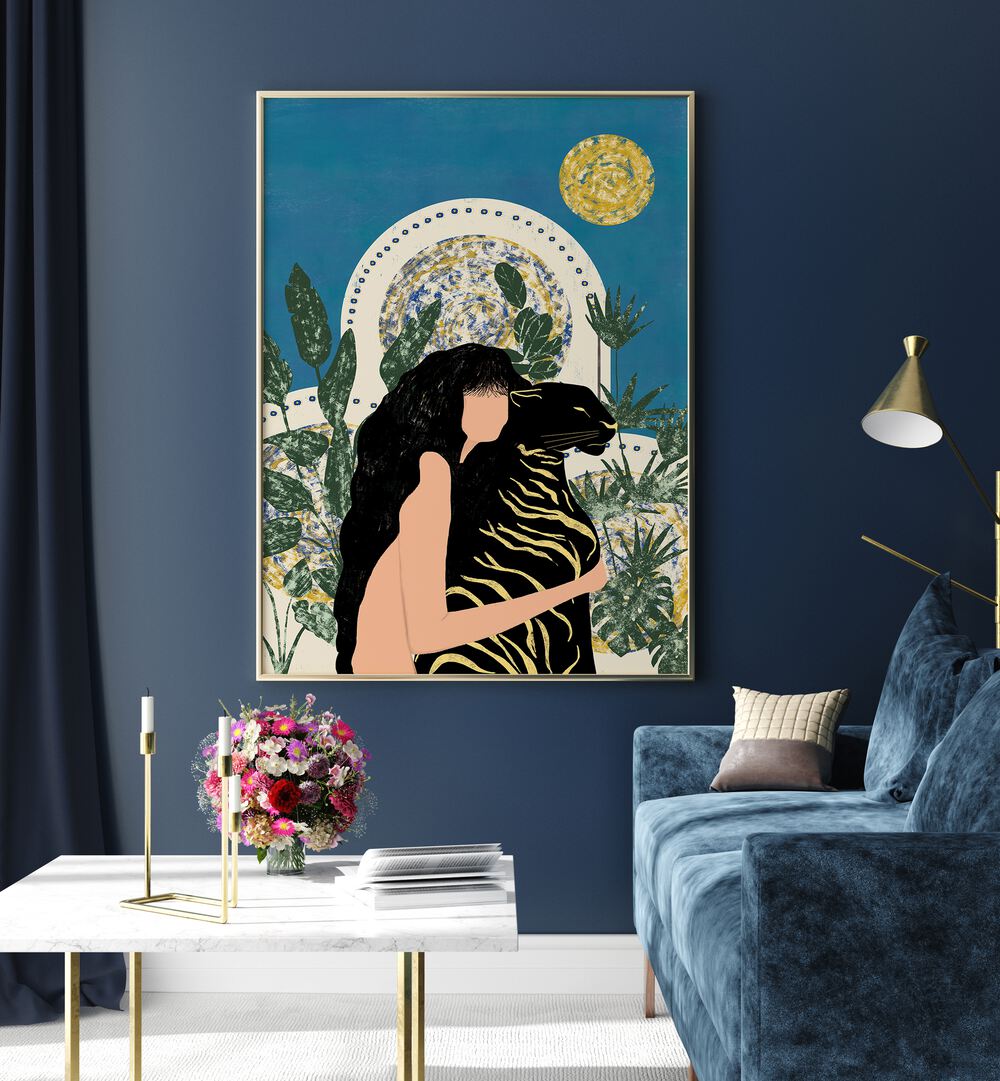 Stylish WILD AND NAKED Fashion Posters adorn a chic living room, perfect for expressing unique personality.