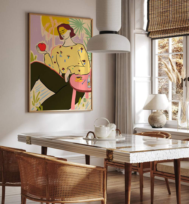 WOMAN WITH APPLE , PORTRAITS & FIGURATIVE ILLUSTRATIONS