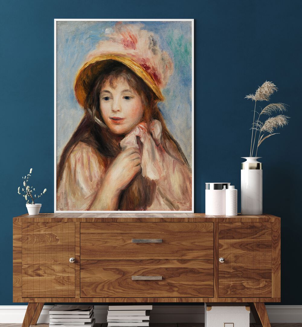 GIRL WITH PINK BONNET (1894) , VINTAGE PAINTINGS