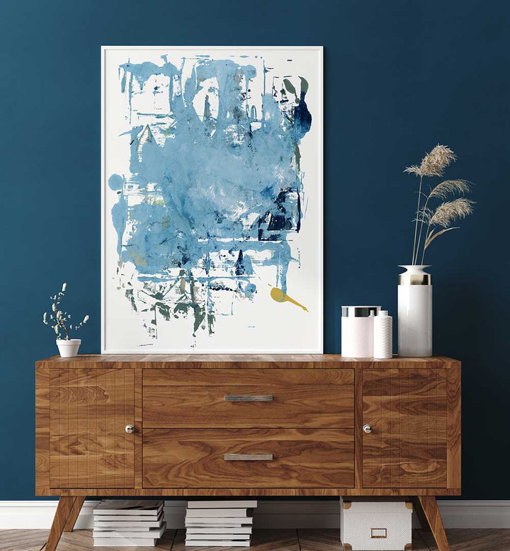 Abstract Blue Scrapes I, a captivating acrylic painting, brings vibrant creativity to any space. Perfect for modern decor.