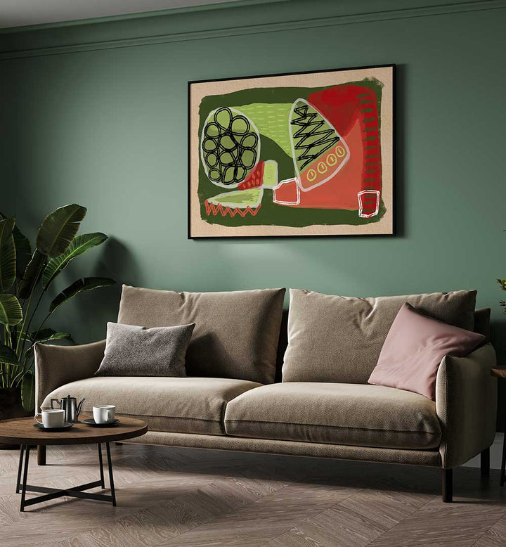 ABSTRACT GREEN AND RED , ABSTRACT PAINTINGS