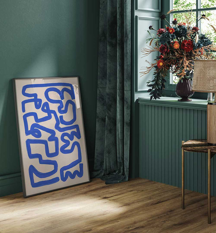 BOLD BLUE LINES , LINE ART PAINTINGS