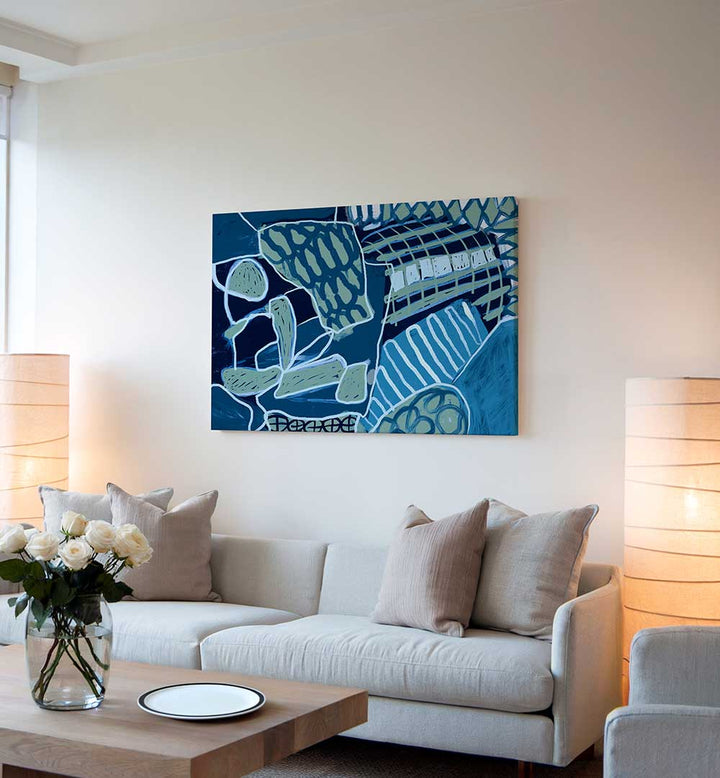 BLUE ABSTRACT A PLACE IN TIME , ABSTRACT PAINTINGS