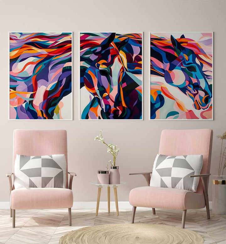 PRISMATIC RIDE , SET OF 3 PAINTINGS