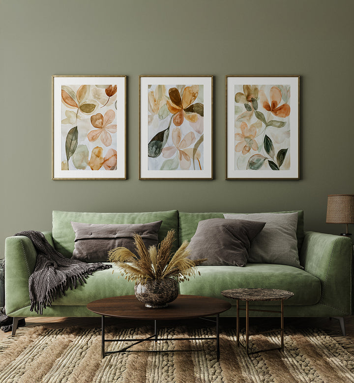 EARTHY NEUTRALS , SET OF 3 PAINTINGS