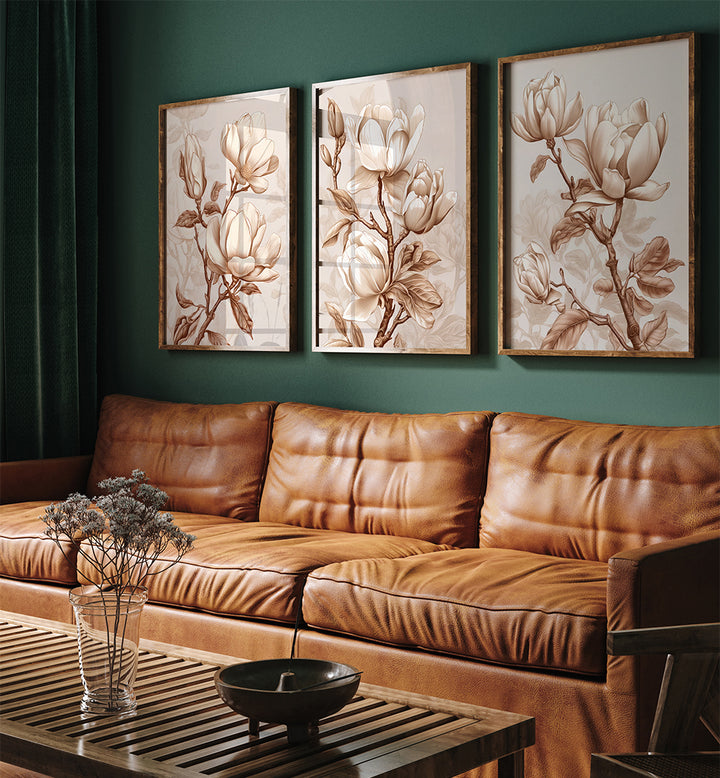 MAGNOLIA GRACE , SET OF 3 PAINTINGS