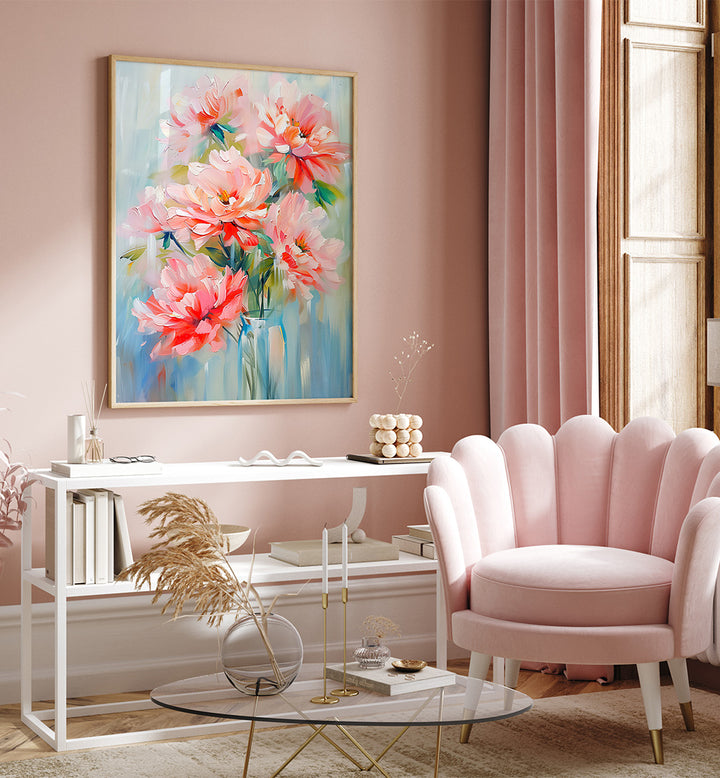 EVERGREEN GREEN PAINTERLY FLORALS V ,FLORAL FLOWER PAINTINGS