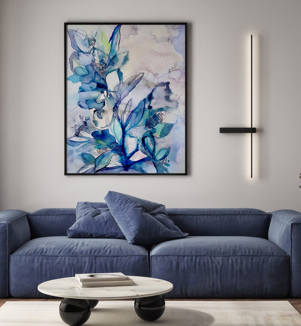 AQUA FLORAL, FLORAL FLOWER PAINTINGS add a vibrant touch to your home decor with soothing blue tones.