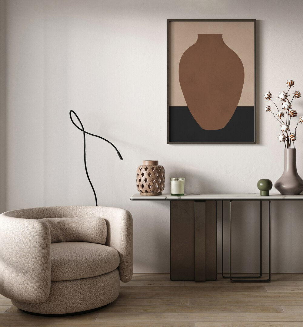 Stylish interior featuring TRIBAL SHAPES VIII, GEOMETRIC ART PRINTS, enhancing modern decor with cultural elegance.