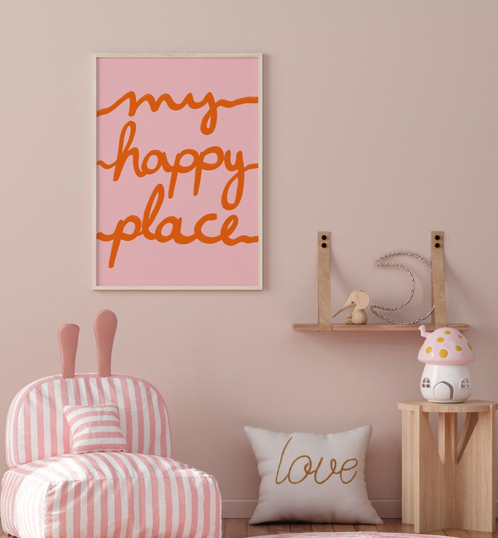 Bright and cheerful MY HAPPY PLACE, KIDS ROOM PAINTINGS adds joy to any child's space, creating a serene atmosphere.