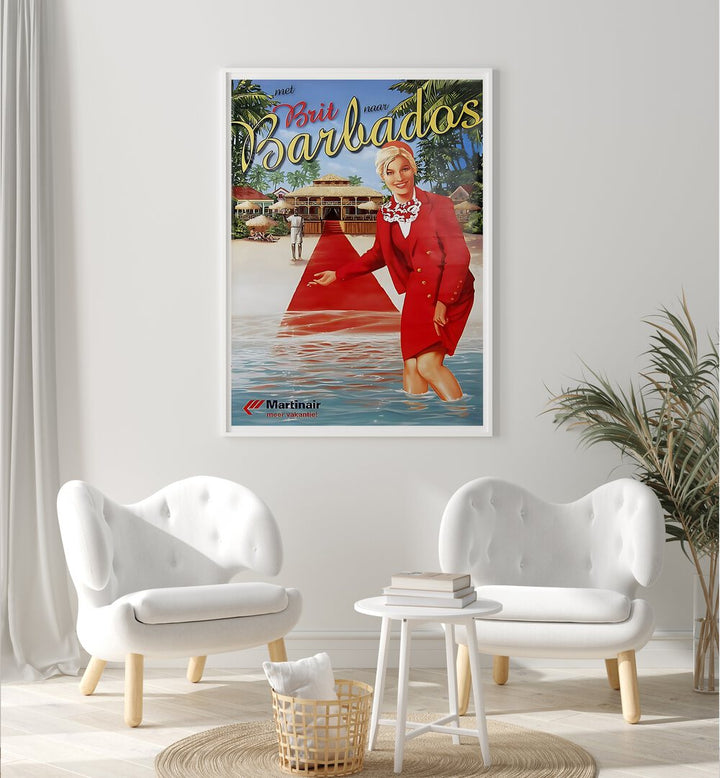 Barbados vintage travel poster showcasing tropical charm, perfect for enhancing your decor. Ideal for collectors!