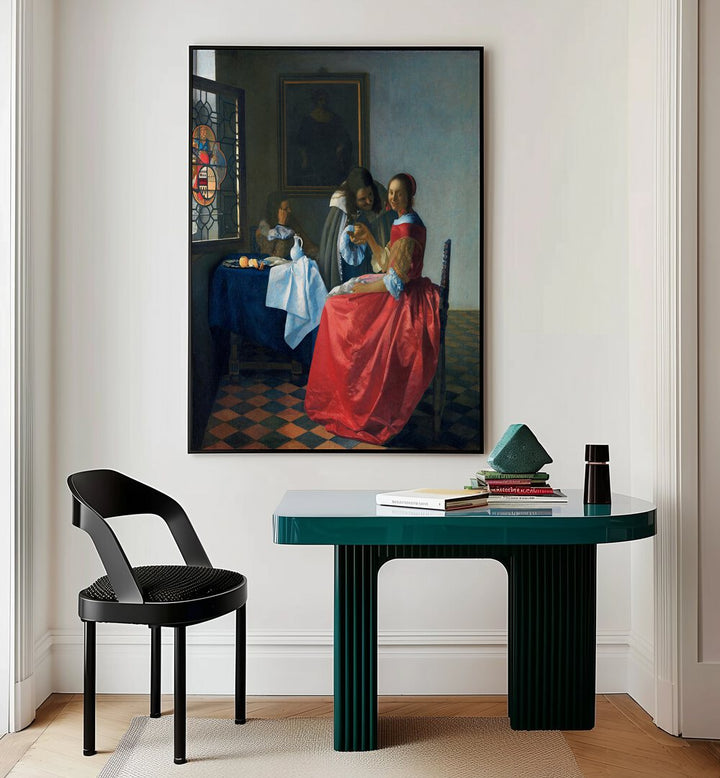 THE GIRL WITH GLASS  , VINTAGE PAINTINGS