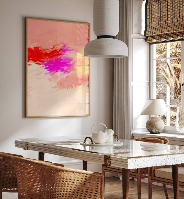 Stylish interior featuring TORRID DAY I, ABSTRACT PAINTINGS, enhancing the modern decor with vibrant colors.