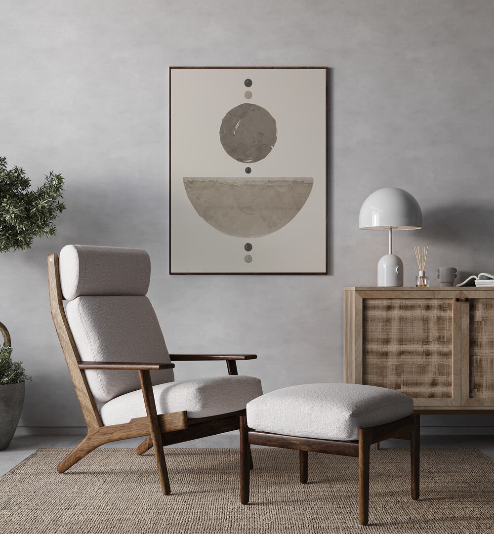 Elevate your space with MOCHA MIRAGE, GEOMETRIC ART PRINTS featuring minimalist 3D shapes and modern design.