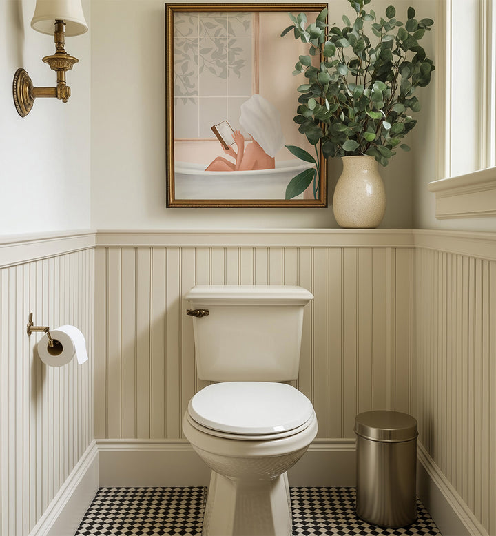 READING GIRL IN BATHTUB