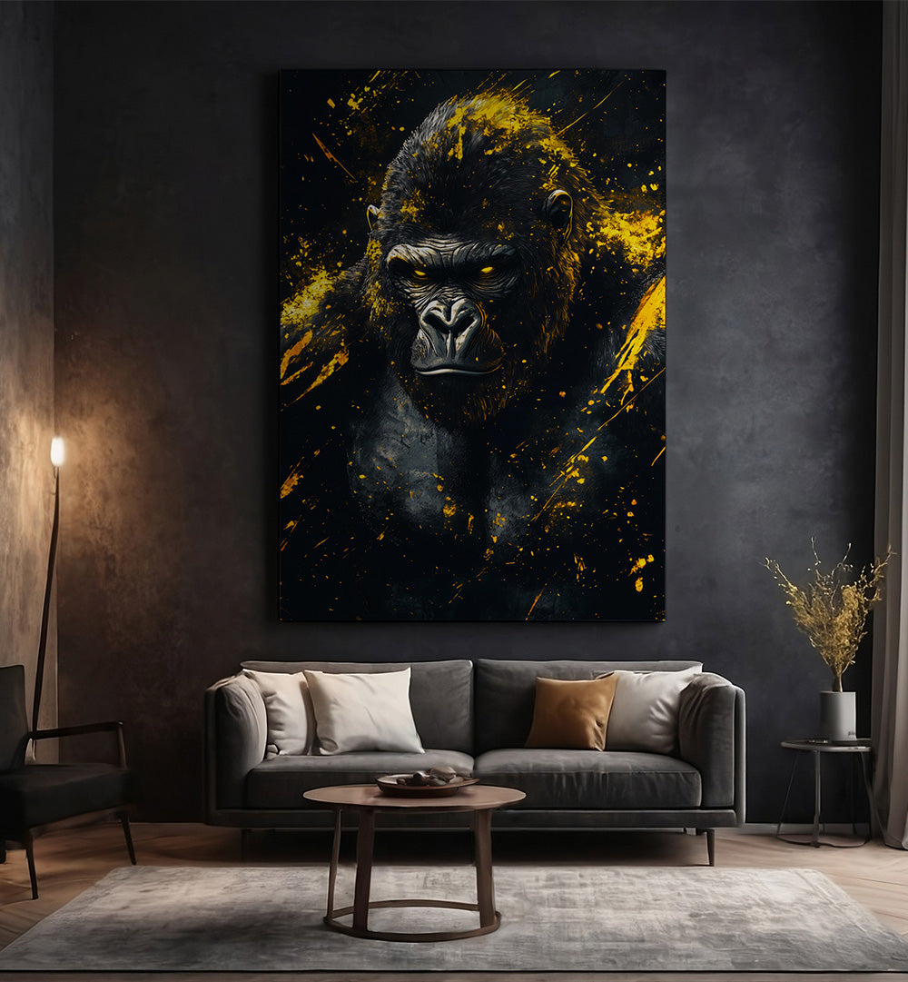 GOLD AND BLACK GORILLA , WILD LIFE & ANIMAL PAINTINGS