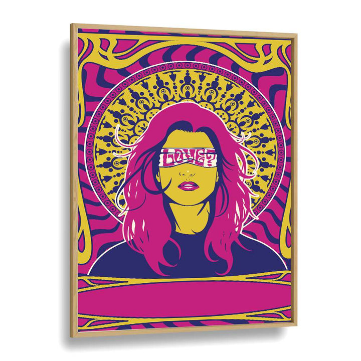 70's Woman Series I Pop Art Artwork in Oak Wood Plain Frame