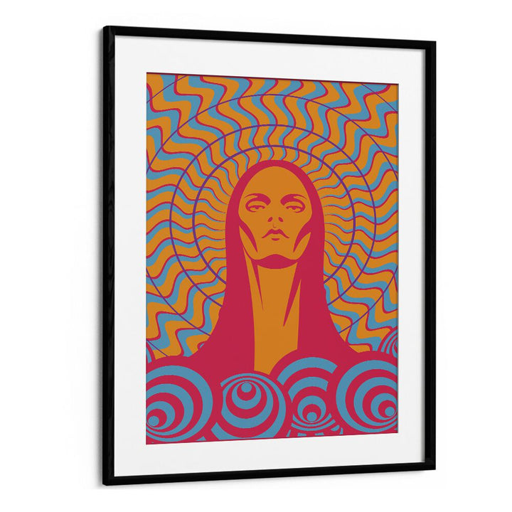 70s woman series III by jay stanley pop art prints pop art paintings in Black Frame With Mount