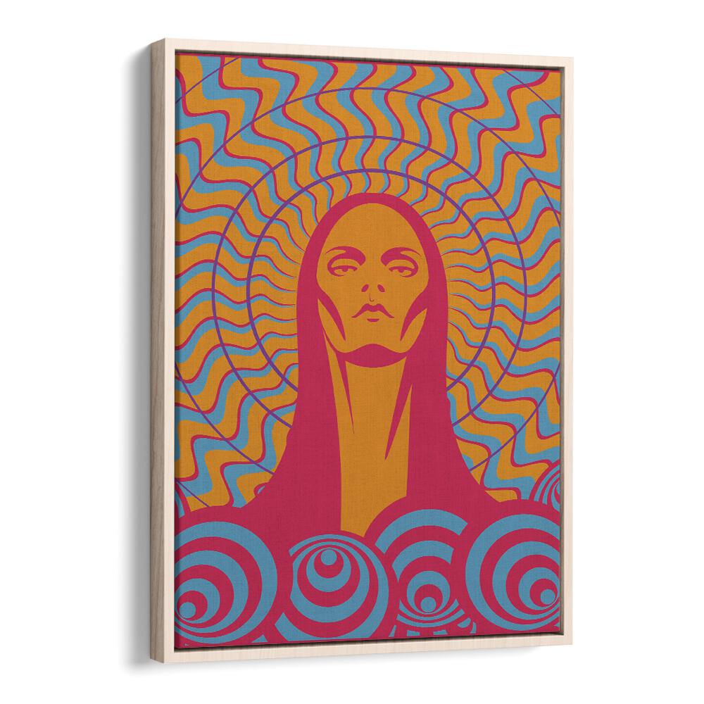 70s woman series III by jay stanley pop art prints pop art paintings in Oak Wood Floater Frame