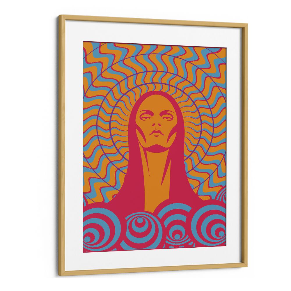 70s woman series III by jay stanley pop art prints pop art paintings in Oak Wood Frame With Mount