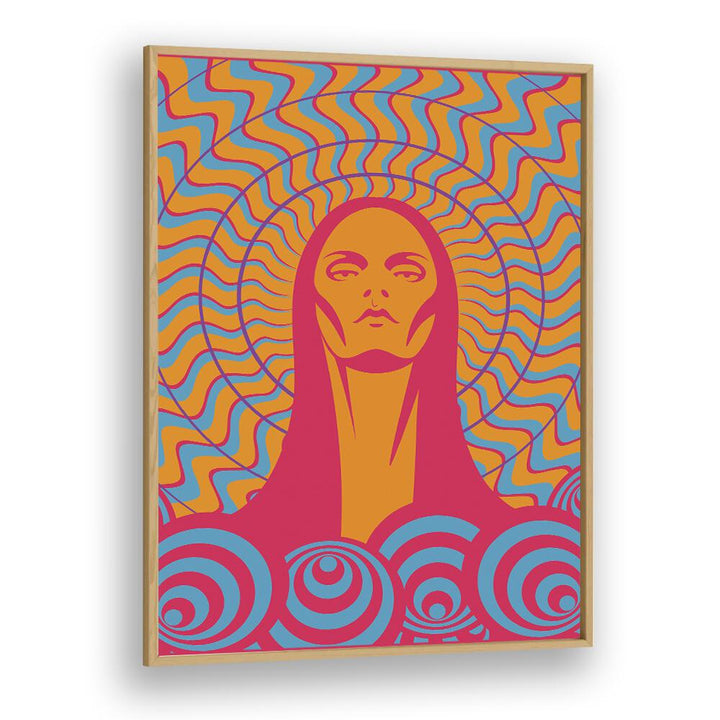 70s woman series III by jay stanley pop art prints pop art paintings in Oak Wood Plain Frame