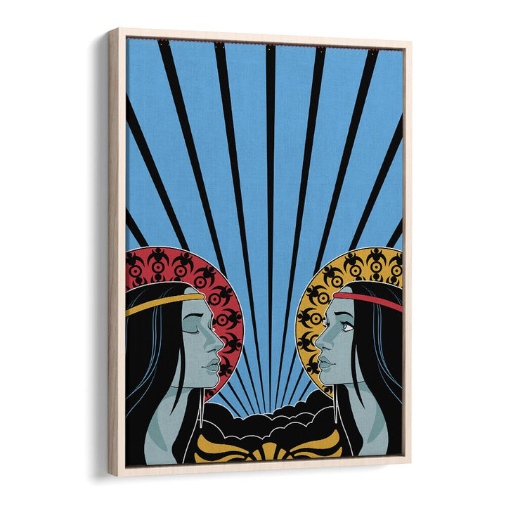 70s woman series IV by jay stanley pop art prints pop art paintings in Oak Wood Floater Frame