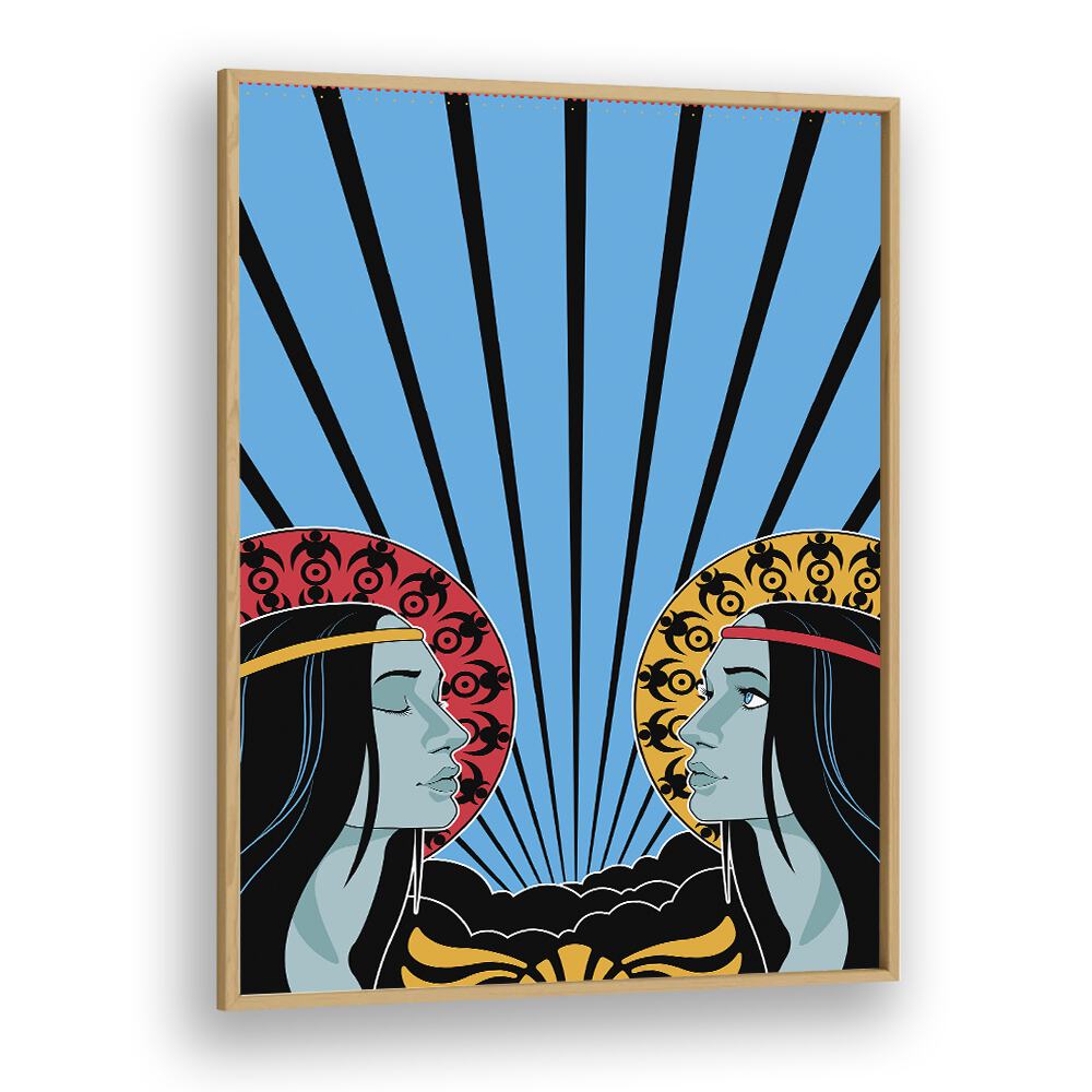 70s woman series IV by jay stanley pop art prints pop art paintings in Oak Wood Plain Frame