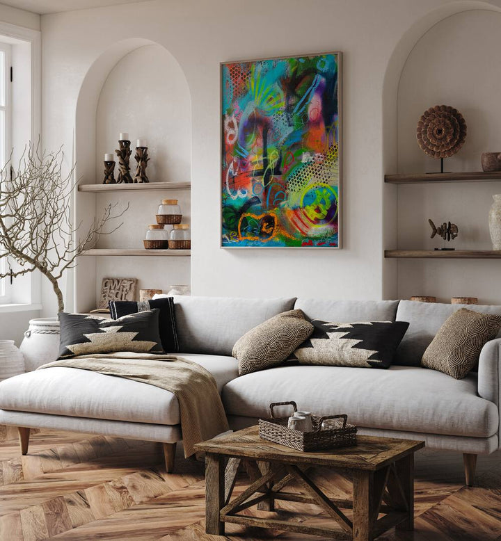 Vibrant BRONXFITTI Abstract Paintings enhancing a stylish living space with unique artistic flair.