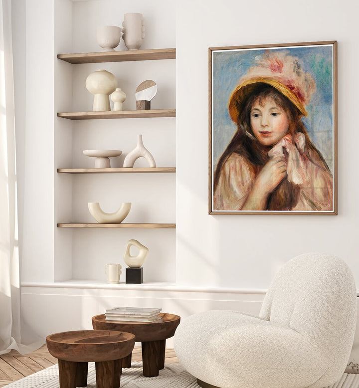 GIRL WITH PINK BONNET (1894) , VINTAGE PAINTINGS