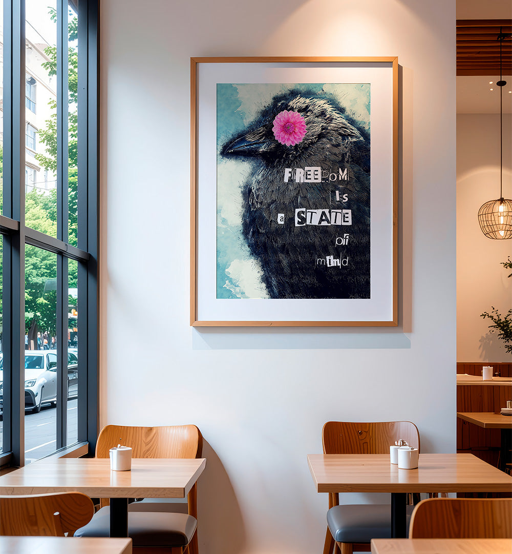 FREEDOM IS A STATE OF MIND COLLAGE ART , QUOTES & TYPOGRAPHY POSTERS